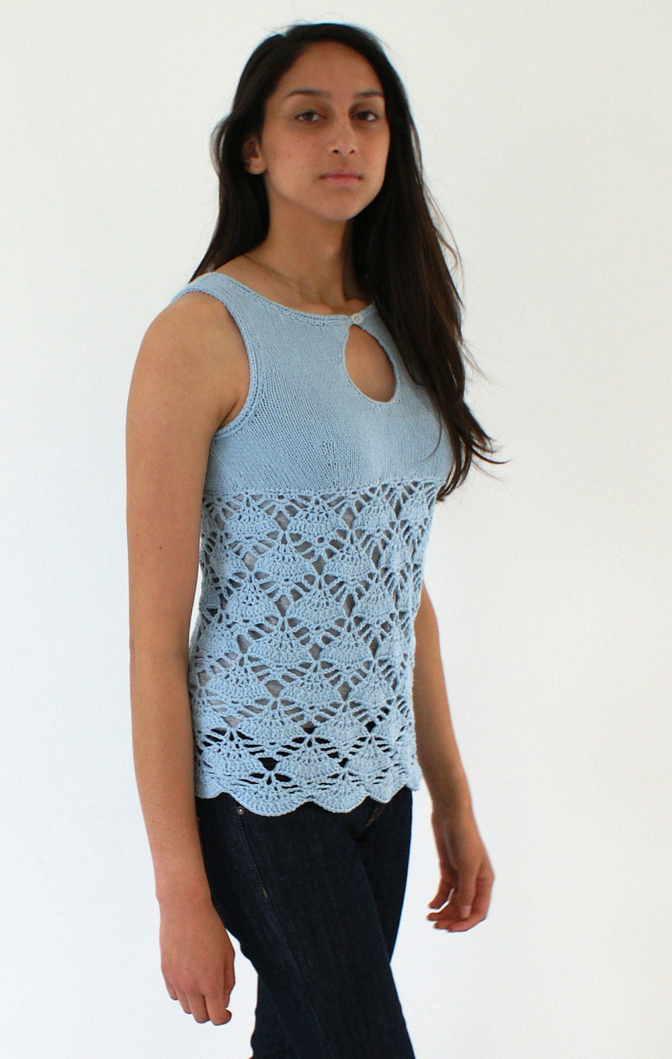 Pattern for  Summer Top with Knitted Bodice and Crochet Body
