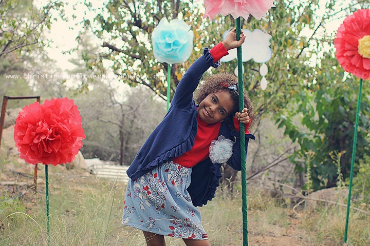 Buy 2 get 1 FREE.....Vintage Raindrops on Roses.... Blue and Red Floral  Estate Fabric Twirl Skirt....by laken and lila