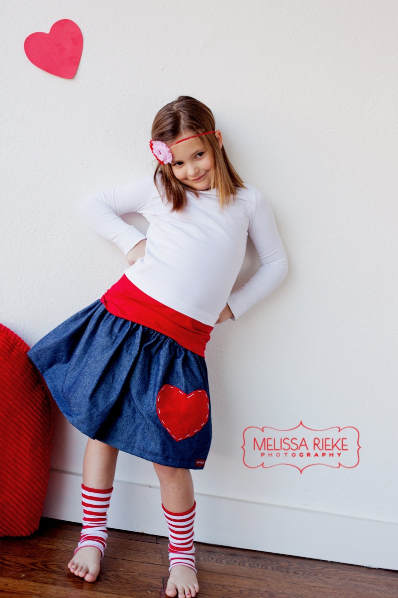 Buy 2 skirts get 1 FREE....The Valentines Day Denim Heart Skirt..... perfect for Valentines Day and beyond.