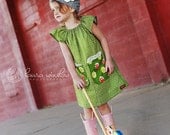 Childrens Clothing .....The Ana Vintage Vibe Peasant Dress...featuring floral and lace pocket..childrens clothing by laken and lila
