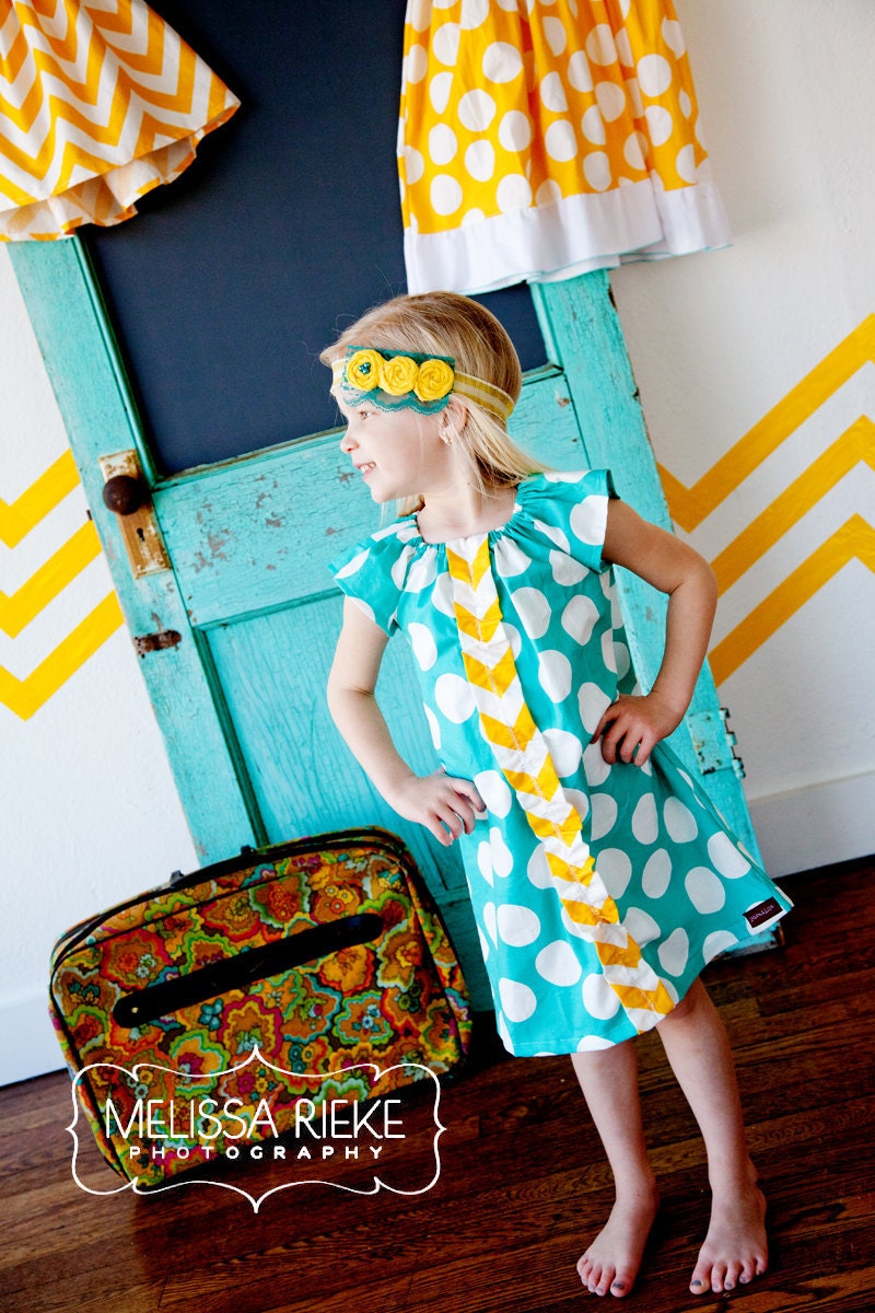 Childrens Clothing.... MRP clothing line....Dots and Chervron Pesant Dress with Tuxedo ruffle....baby...toddler...birls...clothing.