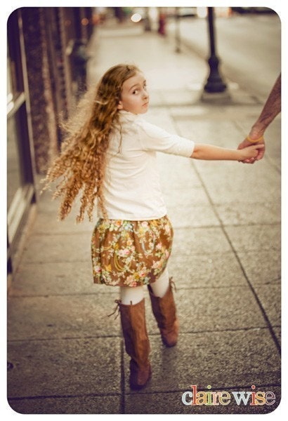 childrens clothing.....BUY 2 skirts get 1 FREE.....The Carly Skirt... Brown Floral Twirl Skirt....
