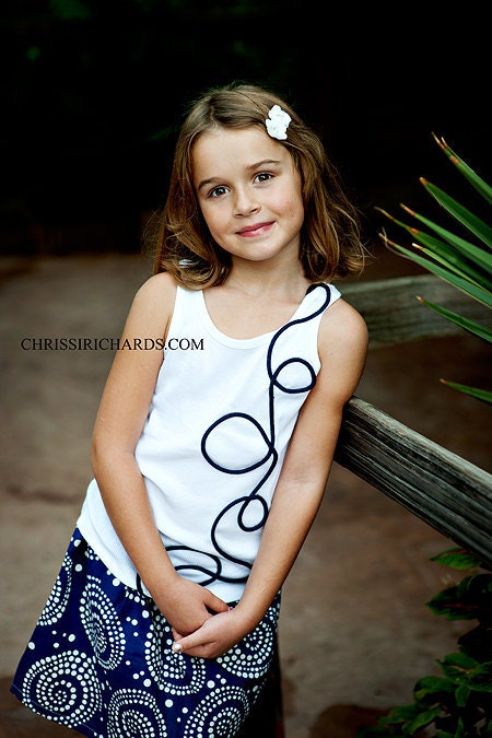The Navy Swirly Outfit.... Twirl Skirt and Shirt.....baby..toddler..girls...handmade childrens clothing by laken and lila