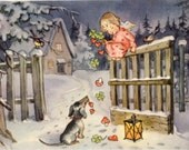 Valentine Angel Gives Hearts to Little Dachshund Dog Cards Hand Made Perfect Size To Frame Perfect Party Invitations