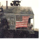Ida Proper Wyeth Cards American Flag Weathered New England Summer House Home Porch Old Couple Great To Frame