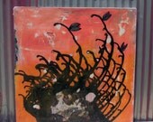 a gypsy fortune told at sundown.  Original mixed media art by Roz Inga....