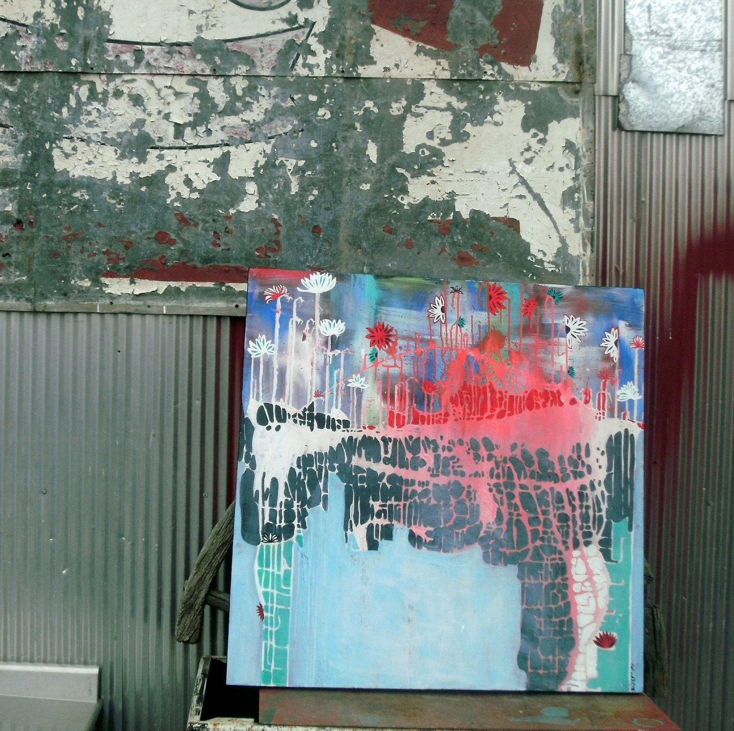 her hair was raven, her heart was like a storm.  Original mixed media artwork by Roz Inga...