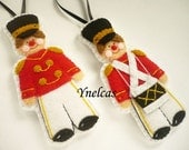 Felt Soldier, Felt Christmas Ornament - Set of 2 by ynelcas