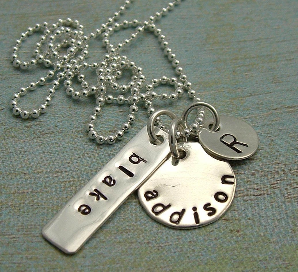 Hand Stamped Necklace - Sterling Silver Jewelry - Personalized Jewelry - Couples Necklace - Tiny Tokens Designs