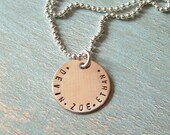 Hand Stamped Necklace - Personalized Jewelry - Sterling Silver - Circle of Names