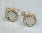 Brass and Silver Keepsake Cuff Links... Hand Stamped Jewelry - Personalized Cuff Links - Sterling Silver and Brass Cufflinks