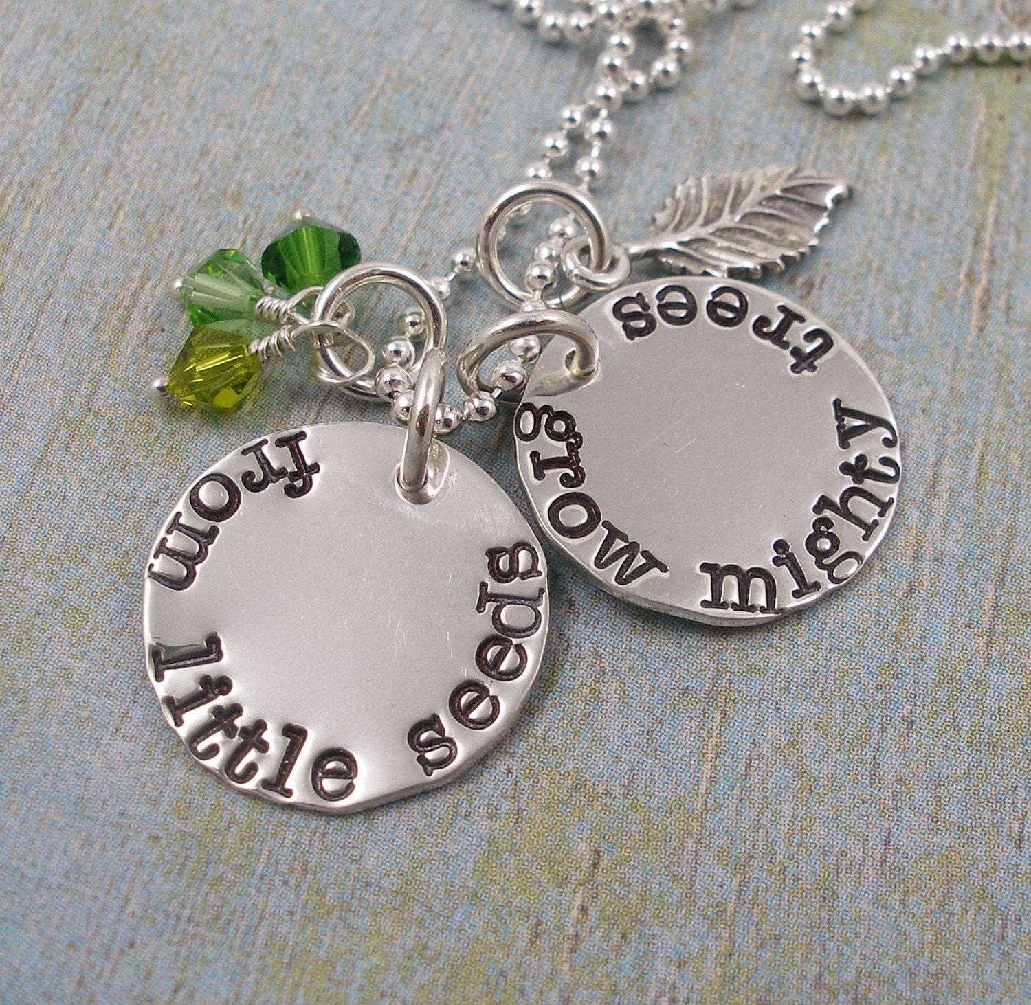 Hand Stamped Necklace - From Little Seeds - Sterling Silver Charm Necklace - Teacher Necklace