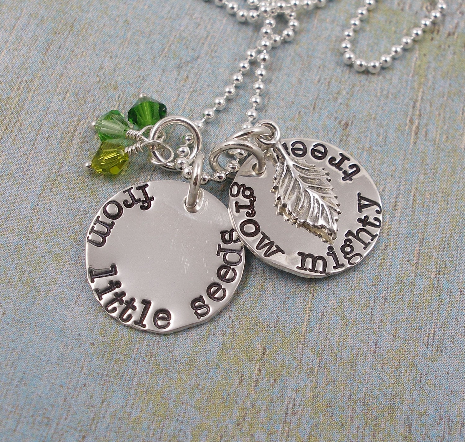 Hand Stamped Necklace - From Little Seeds - Sterling Silver Charm Necklace - Teacher Necklace