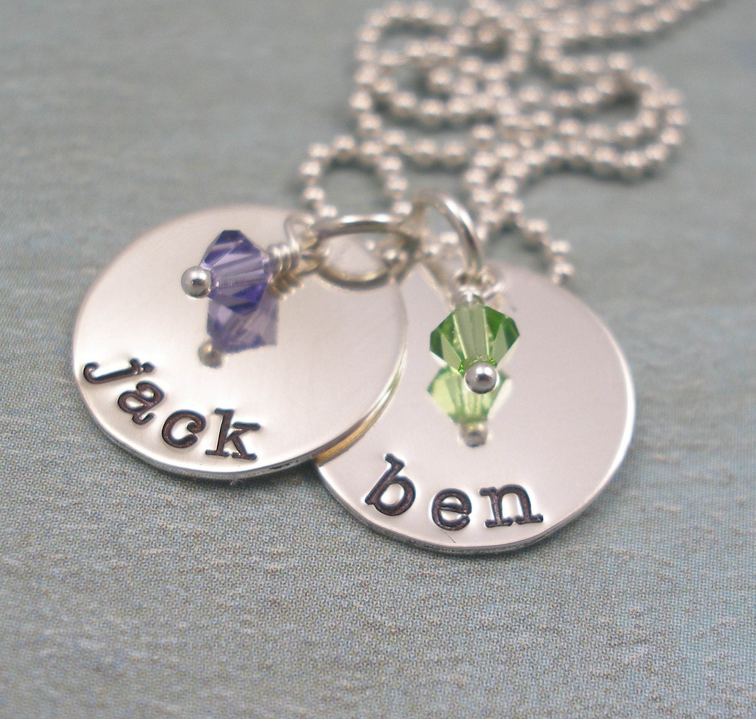 Hand Stamped Mommy Necklace Personalized Jewelry Hand Stamped Personalized Necklace DUET