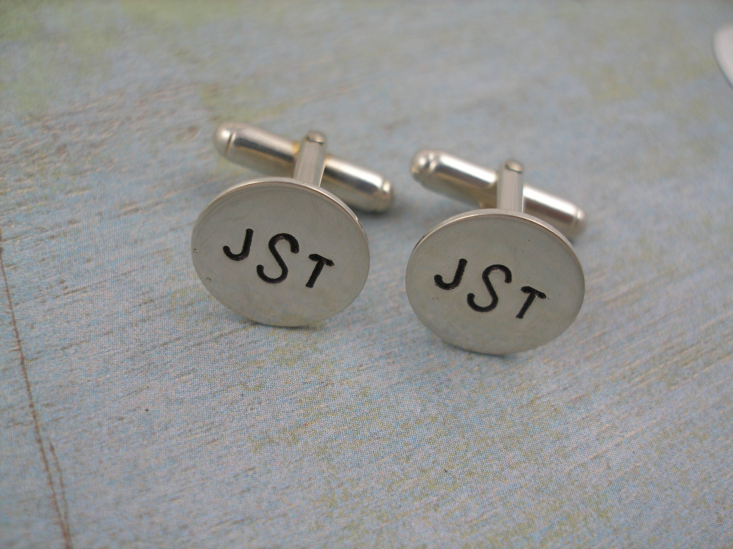 Hand Stamped Cuff Links - Personalized Cuff Links - Sterling Silver Monogram Cufflinks