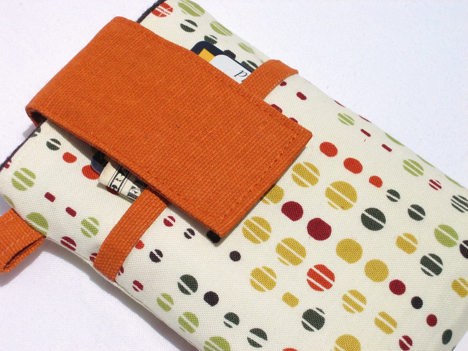 SALE - Droid iPhone iPod iTouch Blackberry iPhone4 CASE Padded with Flap Closure and POCKET - Orange Chime