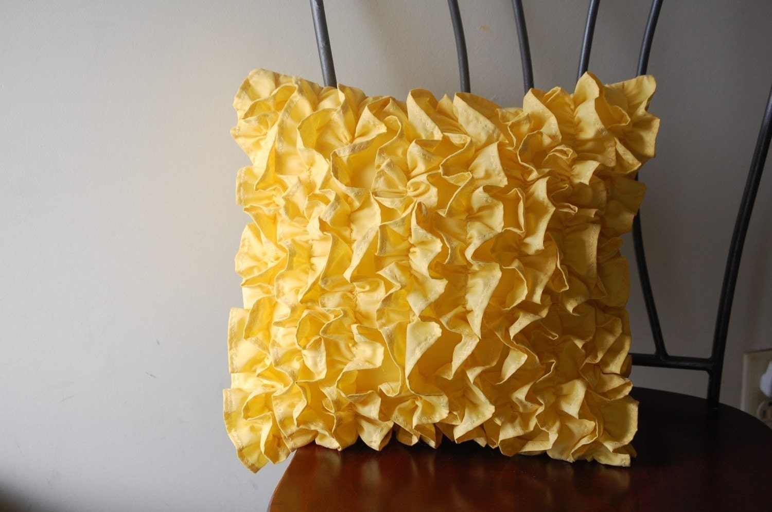 Ruffles Pillow in Yellow Cotton