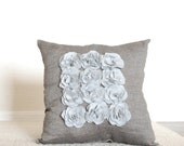 Rose Cluster Pillow in Gray Tones