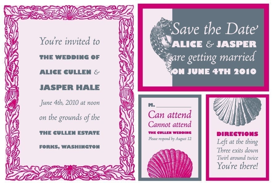 Custom Wedding Invitations and Save the Dates - Shell Ocean Bright and Pastel Colors Customizable Unique Graphic Design