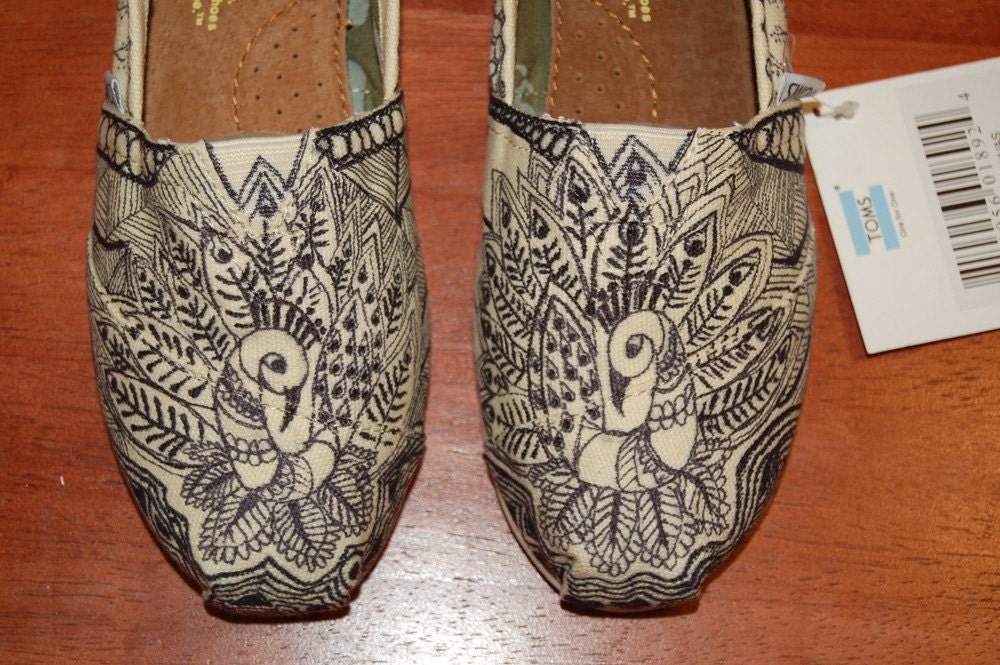 Custom TOMS - Crazy Doodle Peacocks, or your design, your colors, includes shoes