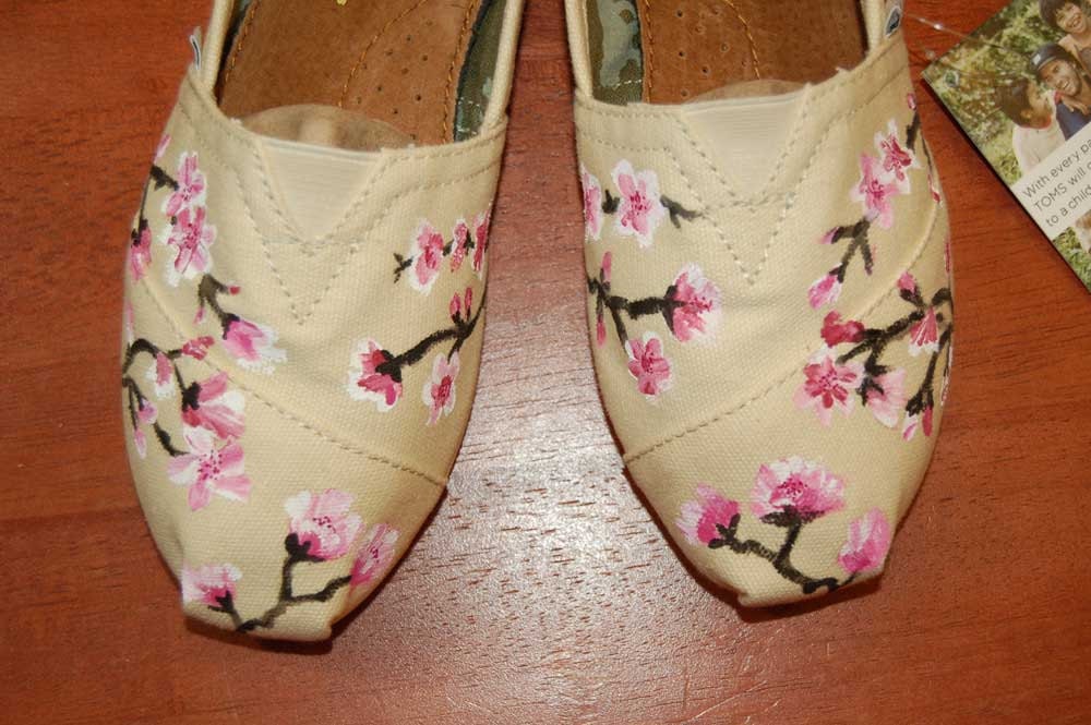 Custom TOMS - another Cherry Blossom Design, shoes included, you select your size, color