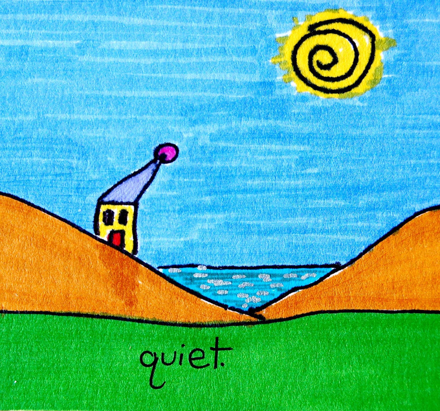 Quiet - picture yourself on a splendid little beach, original ACEO free shipping