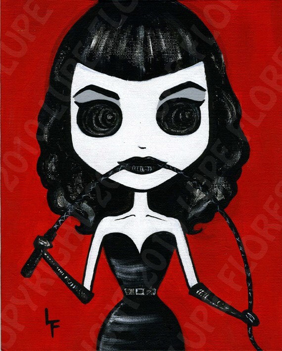 Bettie Page LETS PLAY day of the dead 8x10 art print