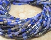5x3mm Denim Mega Mix Czech Glass Baby Pillow Bead Strand (C1)