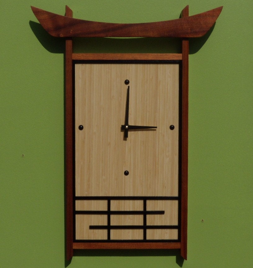 Japanesestyle Bamboo/Koa Wall Clock Large by takumidesigns24