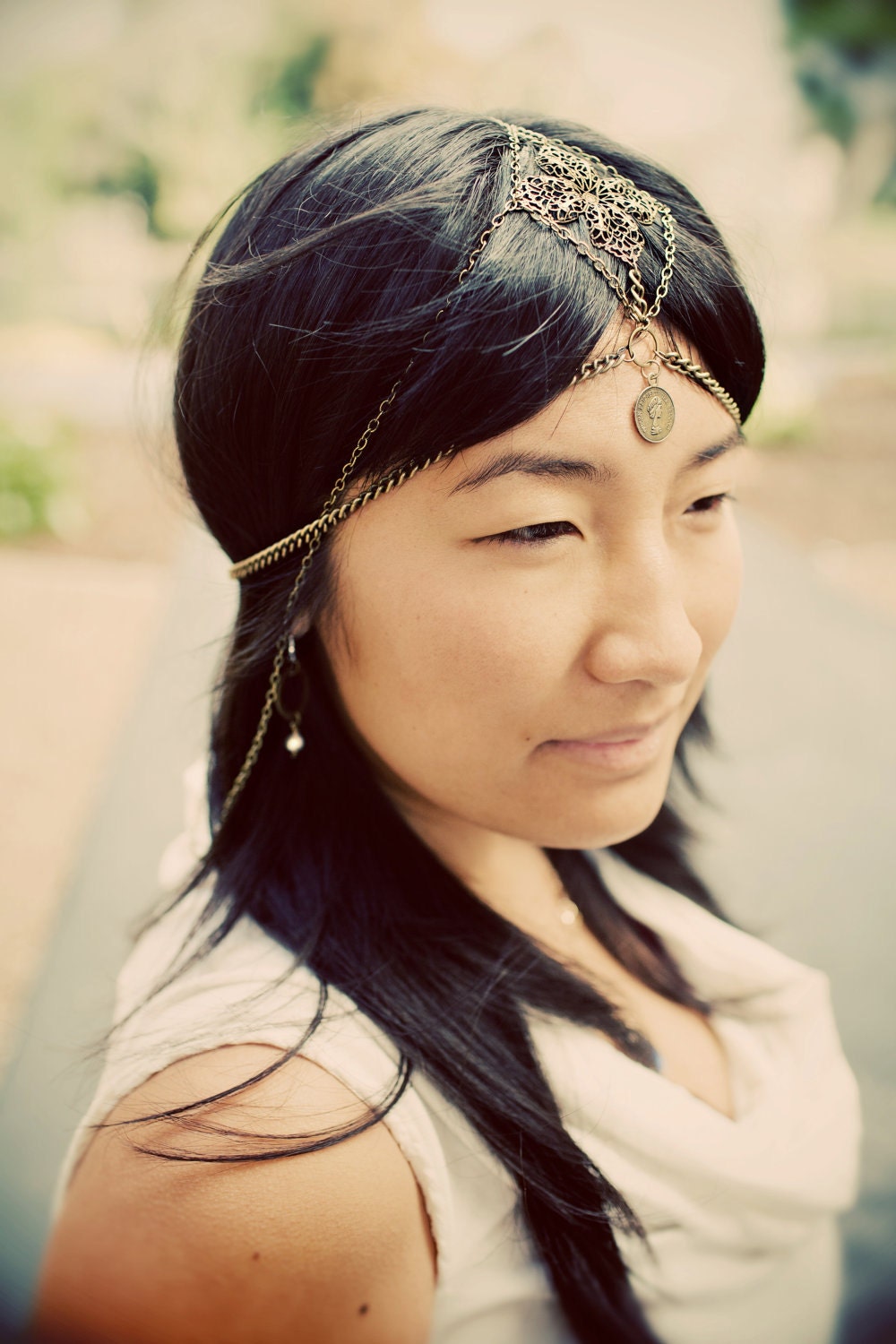Aurora Chain headdress, tribal brass chains