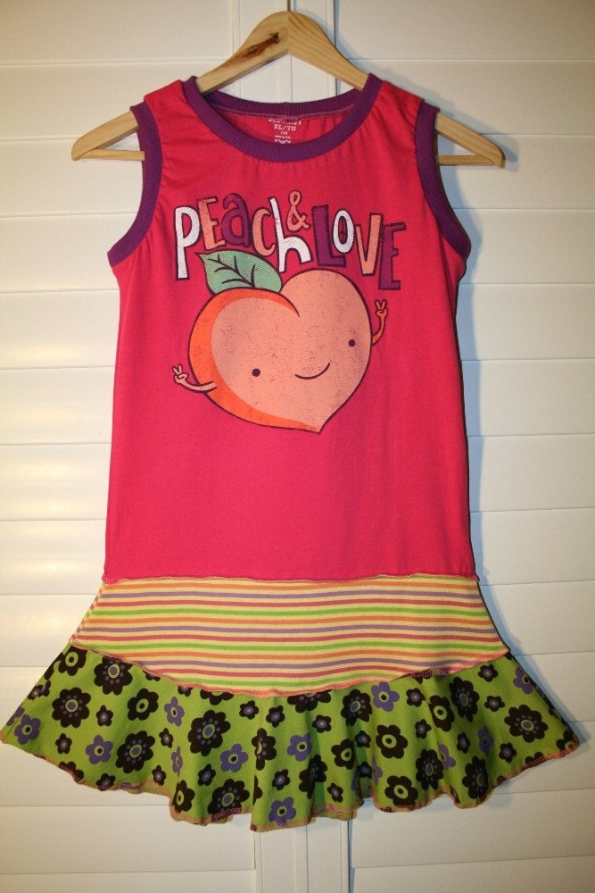 on SALE....PEACH & LOVE..super cool funky recycled upcycled repurposed pieced  dress or tunic size 10