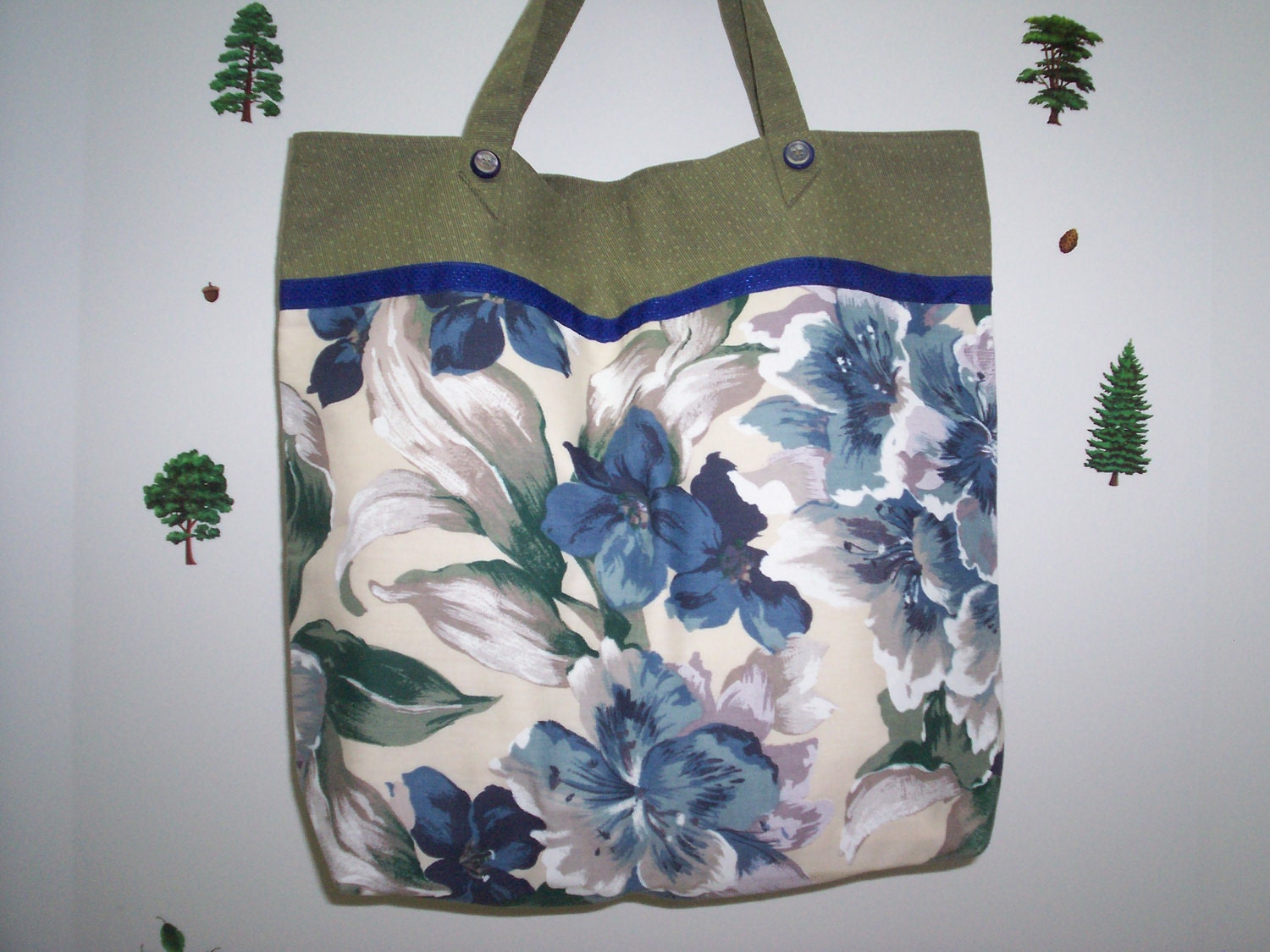 Blue Floral Market Bag