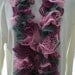 Pink and Gray Knit Ruffle Scarf