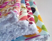 Set of Four GIRL Burpcloths with Designer Fabric and Lush Chenille Back