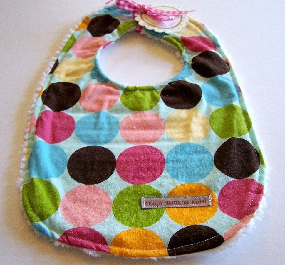 The Phoebe Bib in Mod Bright Polka Dots