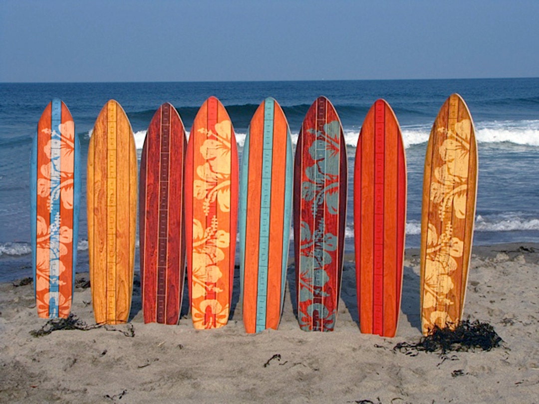 Vintage Surfboard Wooden Growth Charts