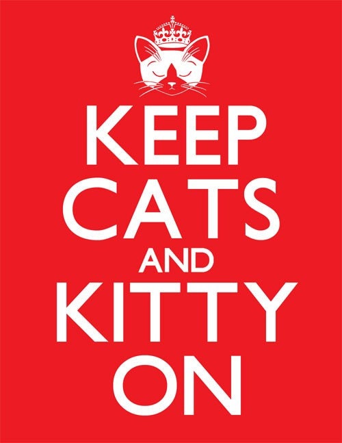 Keep Cats and Kitty On in Red 8 x 10 Art Print