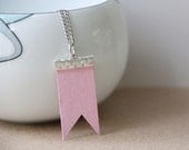 geometric pastel pink flag necklace hand painted southwest tribal canvas charm fashionista gift under 20 letterhappy etsy spring fashion