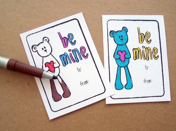printable valentine cards . be mine teddy bear