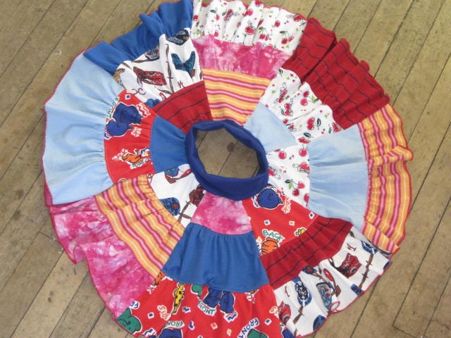 Upcycled Patchwork  T Shirt Circle Skirt for Girls