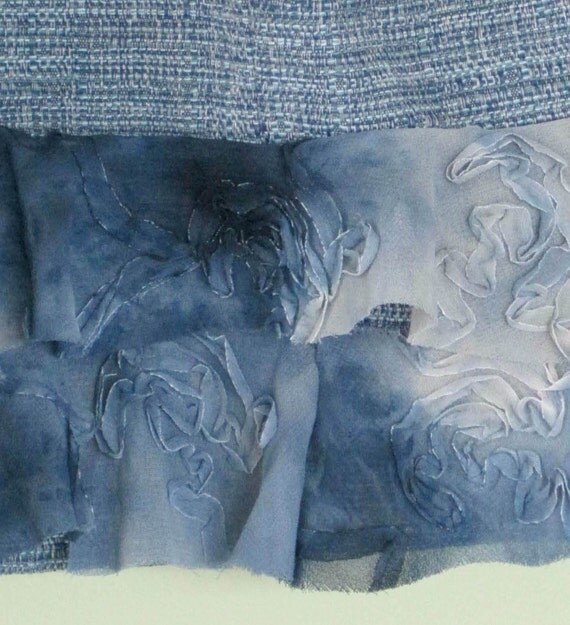 Blue tweed flounced girls skirt