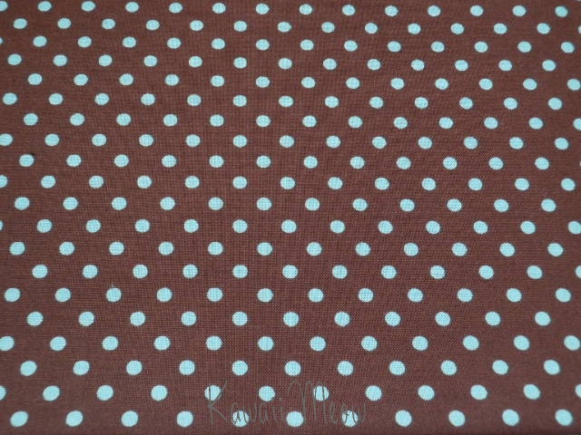 Kawaii Japanese Fabric - Polka Dots Brown x Mint Dots - Half Yard (12ko0212)
