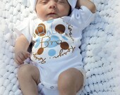 LITTLE BROTHER ONESIE and Hat Set, Personalized Baby Name Sibling, Circles, Custom, Free Gift Wrap