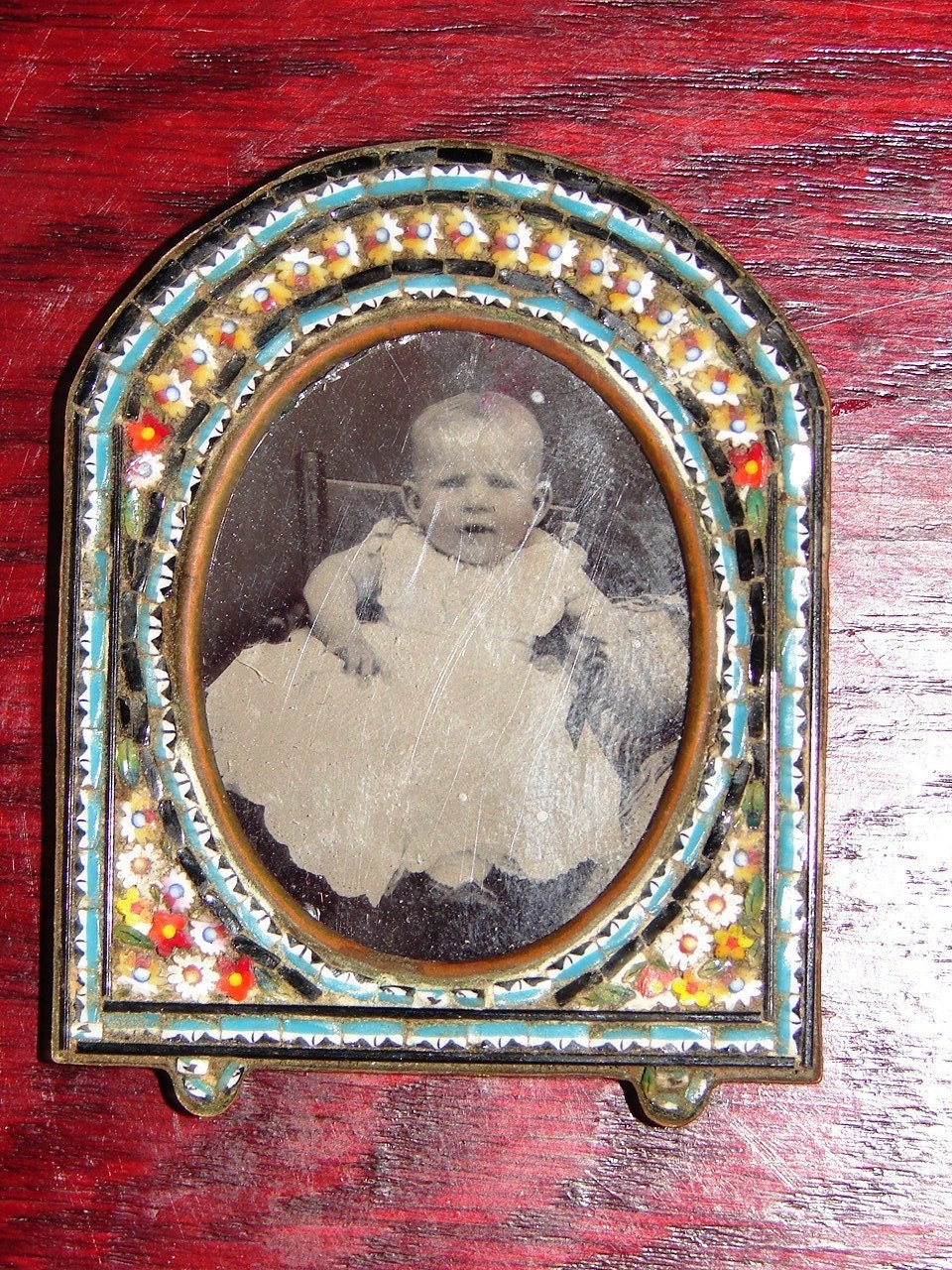 Antique micromosaic photo frame Italy
