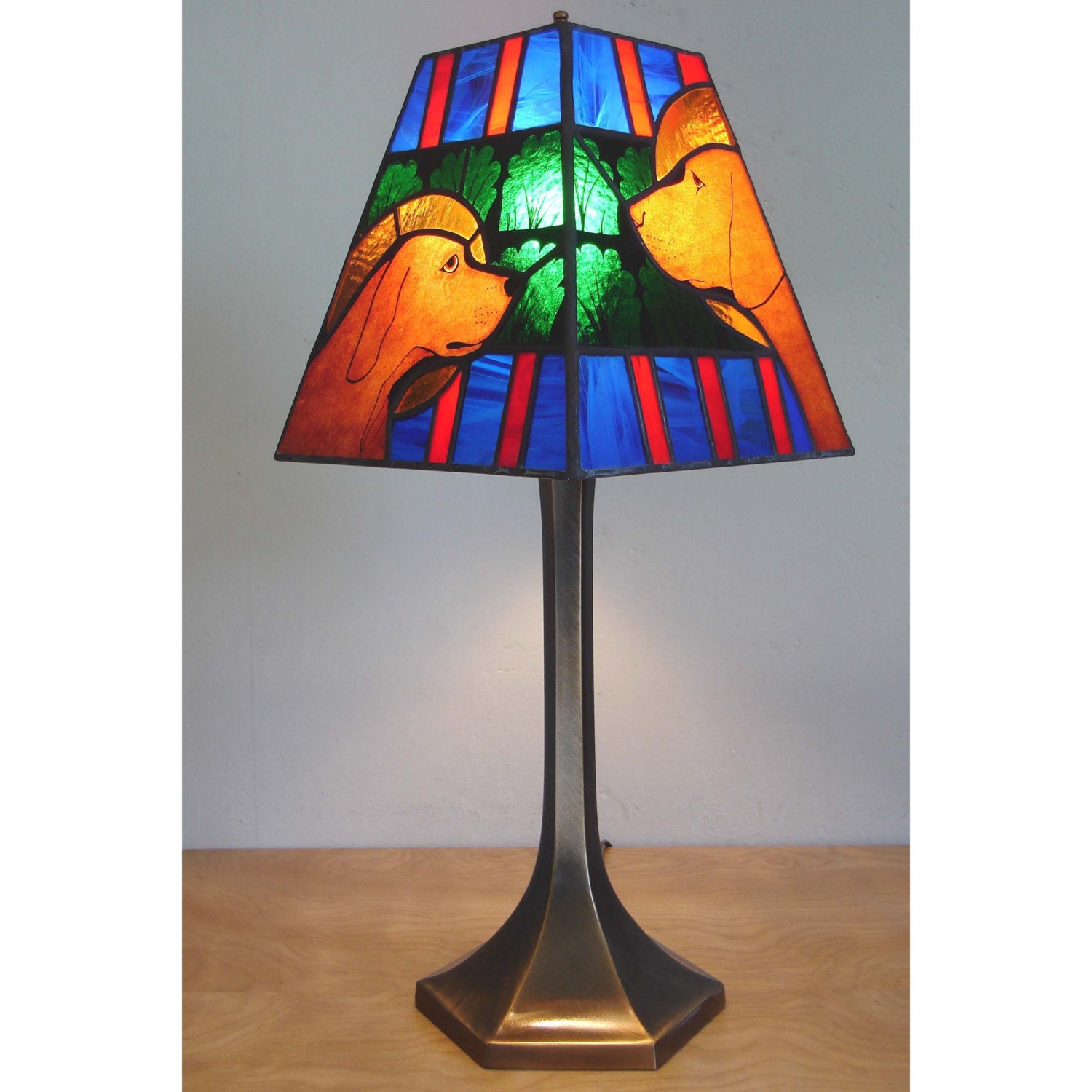 Stained Glass Dog Table Lamp