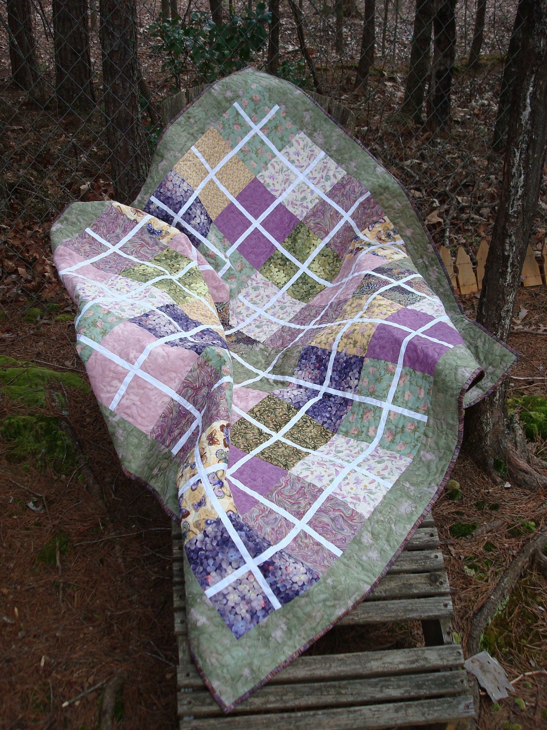 Floral Lap or Throw Quilt