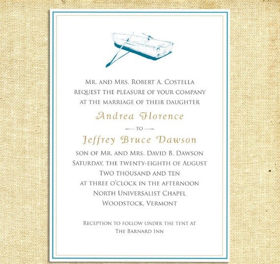 Rowboat Wedding Invitations, Wedding Invites, Reception Invitations - Deposit to get started Il_570xn