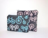 Cotton Zipper Small Pouch Set - Bicycle Built for Two
