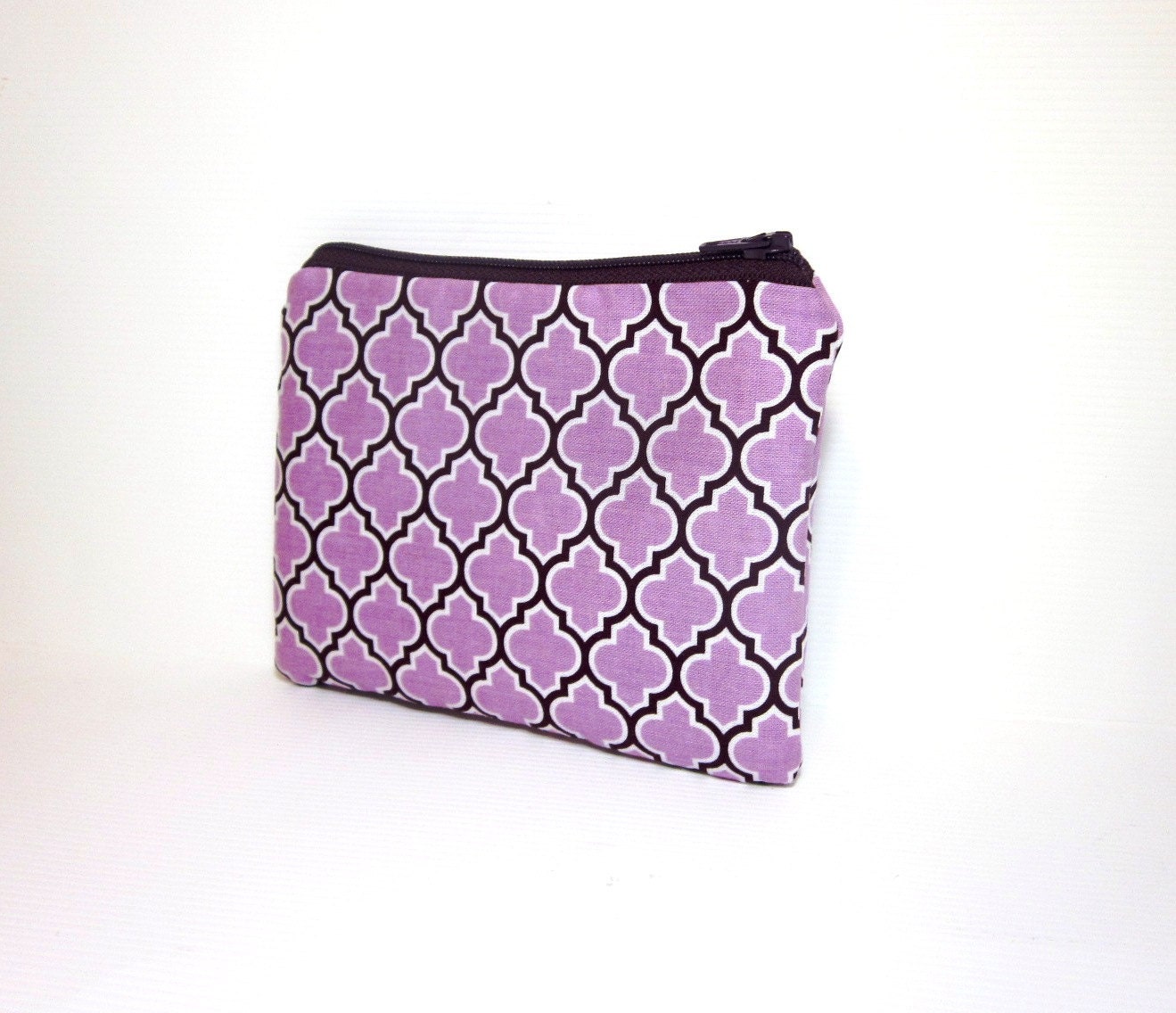 Small Zipper Pouch - Lattice in Lilac and Purple