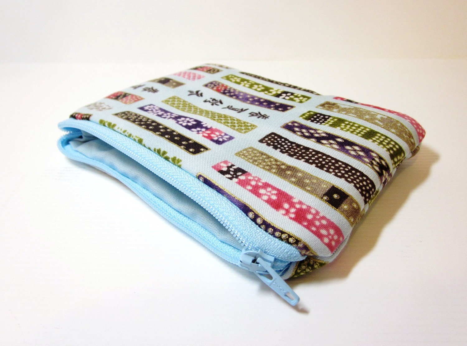 Small Zipper Pouch Card Wallet Cell Phone Pouch Spring Ribbons